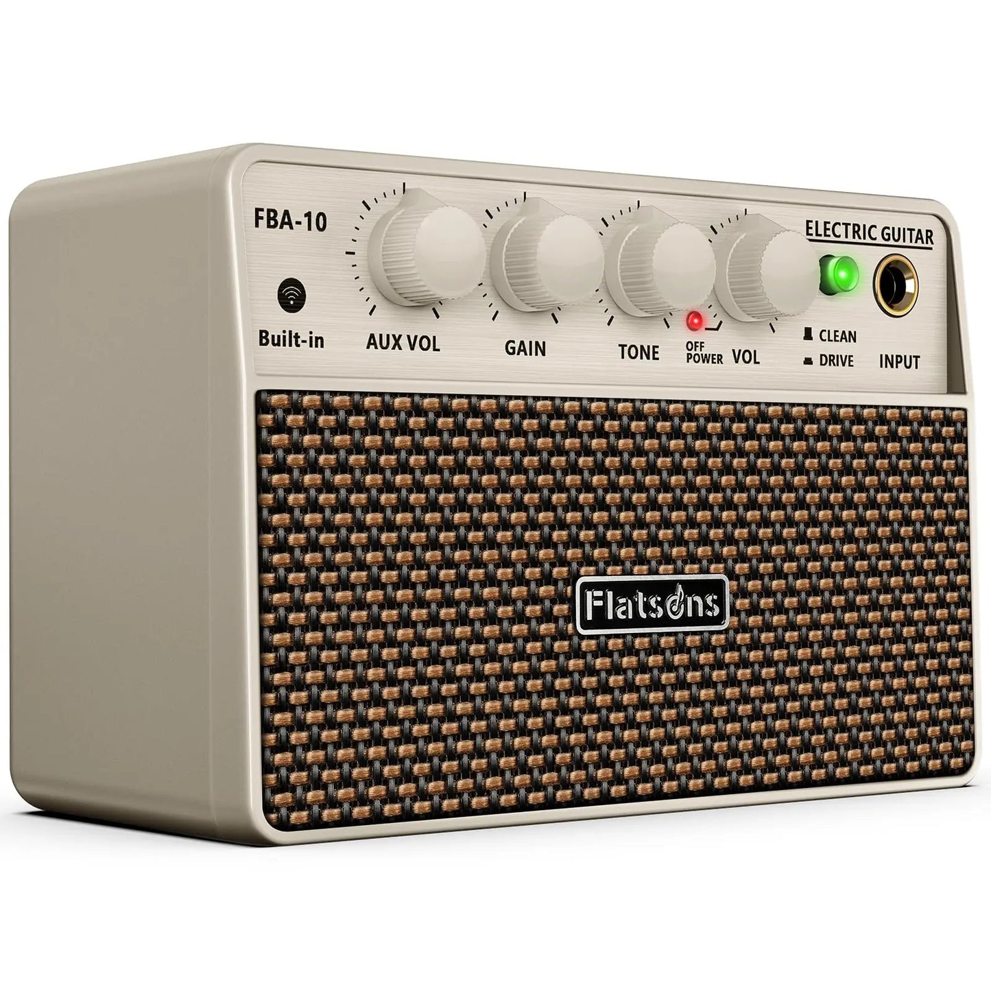 Flatsons FBA-10 Guitar Amp, 3.5Mm Headphone/Aux Jack, 10W Mini Electric Guitar Amplifier with Clean/Drive Channel - Portable