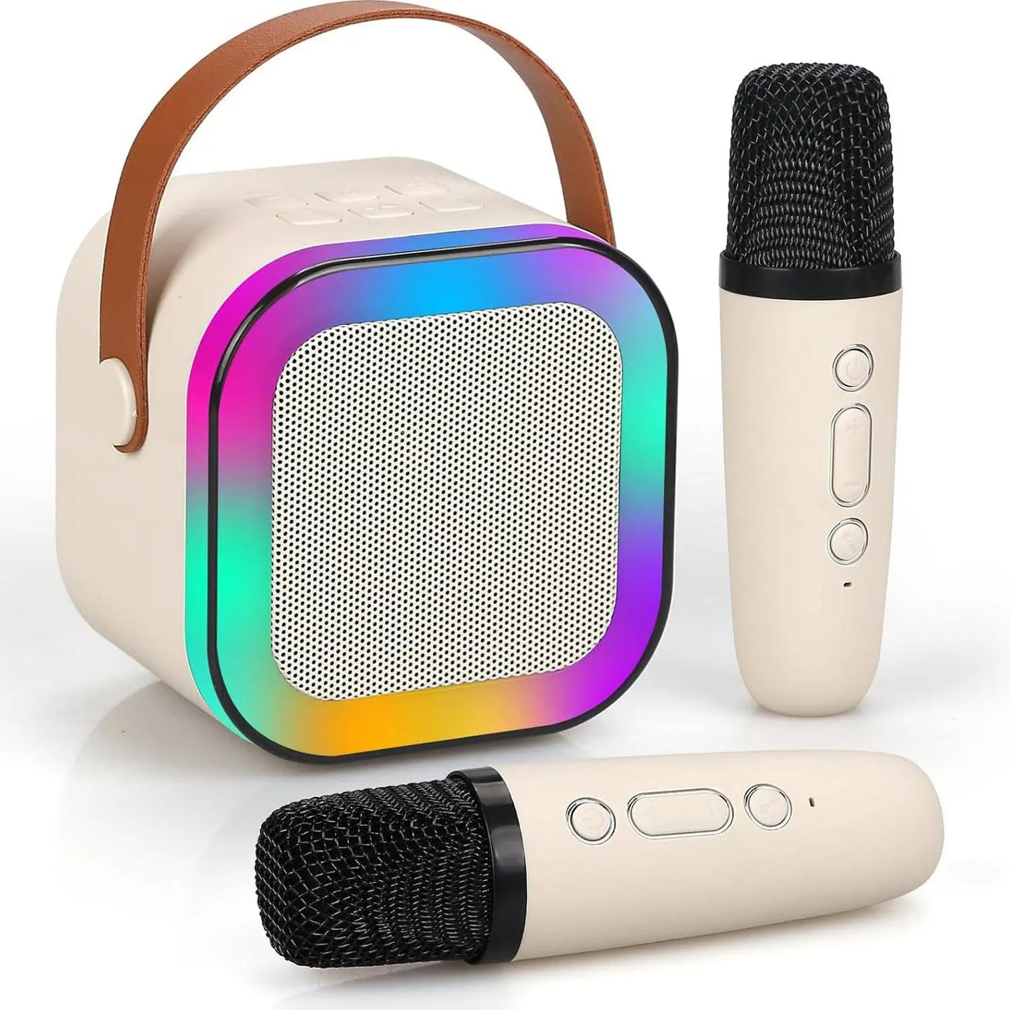 Portable Wireless Karaoke Machine with Wireless Microphone, 1 Set Hifi Stereo Sound KTV Speaker System, Wireless Speaker with RGB Colorful LED Lights