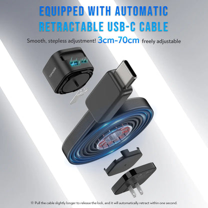65W/35W Portable Charger – 70CM Retractable Cable