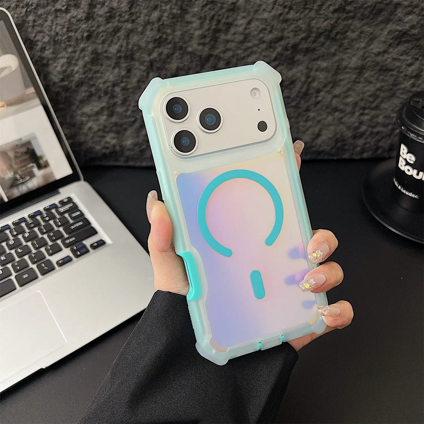 Iridescent Laser Fluorescent Cute Phone Case  for Iphone 17 16 Pro Max 15 14 13 Pro Max