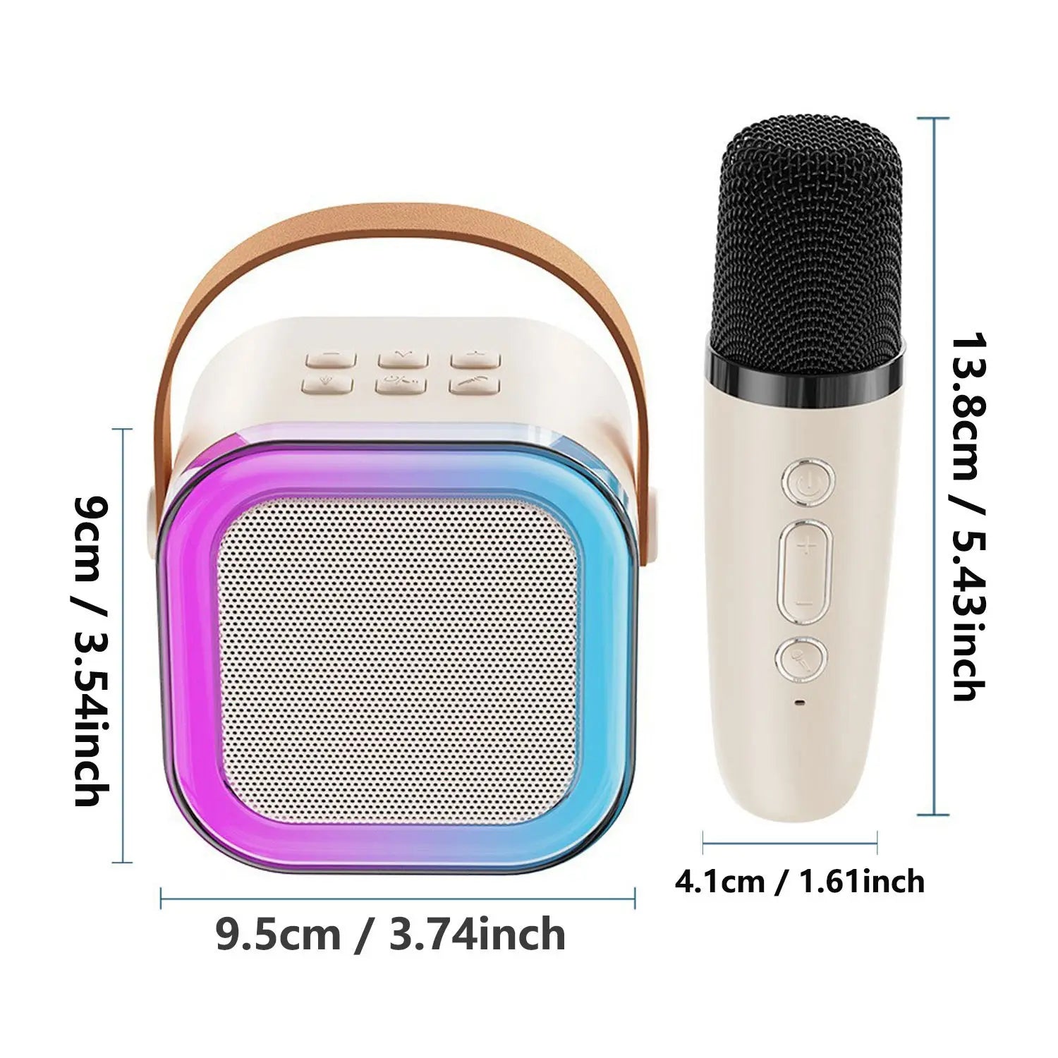 Portable Wireless Karaoke Machine with Wireless Microphone, 1 Set Hifi Stereo Sound KTV Speaker System, Wireless Speaker with RGB Colorful LED Lights