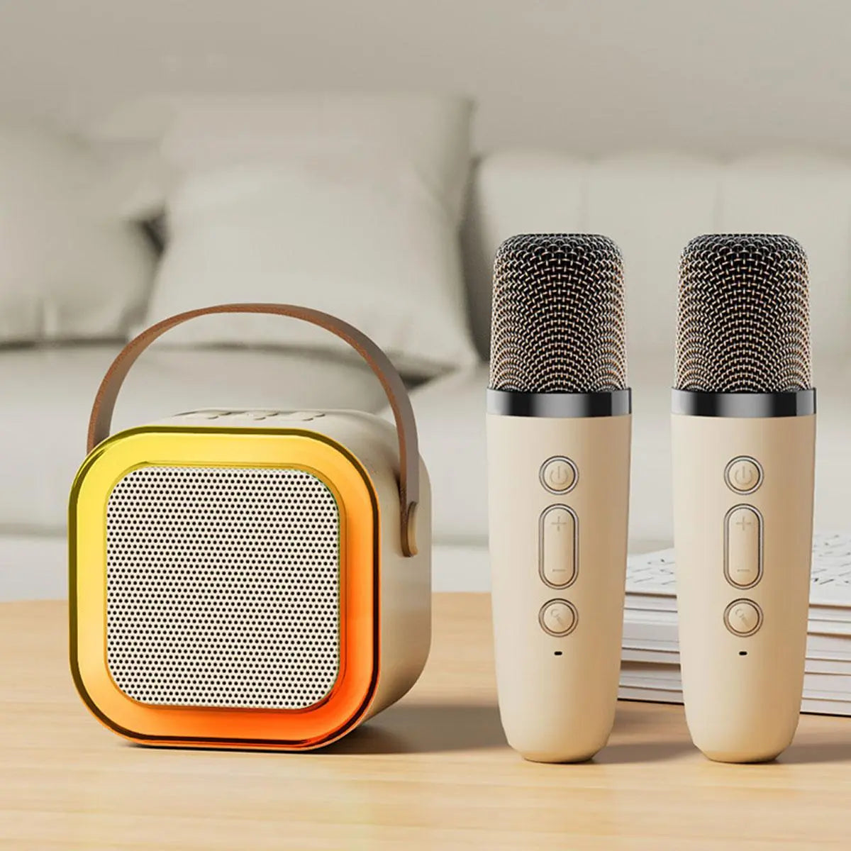 Portable Wireless Karaoke Machine with Wireless Microphone, 1 Set Hifi Stereo Sound KTV Speaker System, Wireless Speaker with RGB Colorful LED Lights