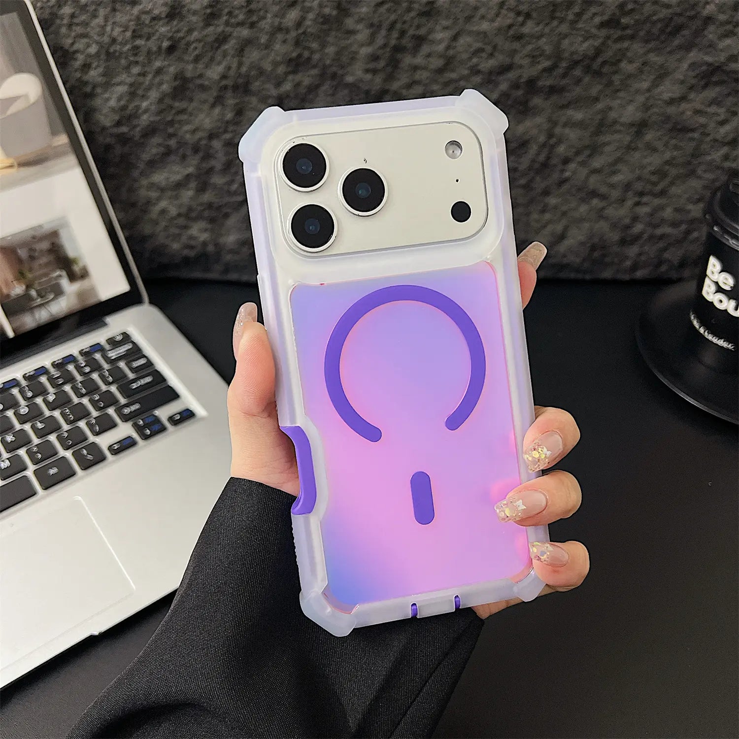 Iridescent Laser Fluorescent Cute Phone Case  for Iphone 17 16 Pro Max 15 14 13 Pro Max