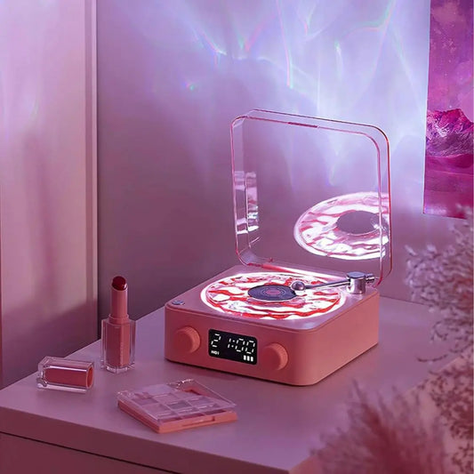 Vintage Vinyl-Style Bluetooth Speaker with Soft Ambient Light