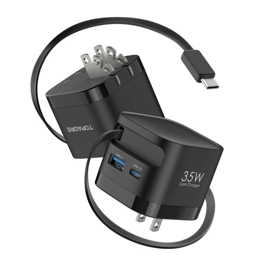 65W/35W Portable Charger – 70CM Retractable Cable
