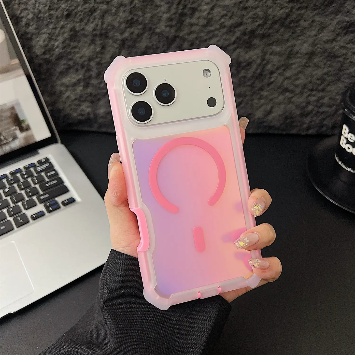 Iridescent Laser Fluorescent Cute Phone Case  for Iphone 17 16 Pro Max 15 14 13 Pro Max